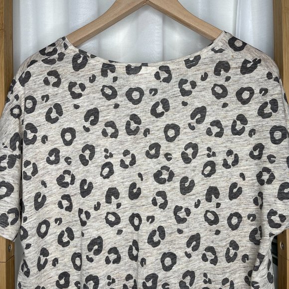 SOLD Seed Heritage Beige Animal Print Linen T-Shirt Top Size XS Womens Short - Picture 7 of 10